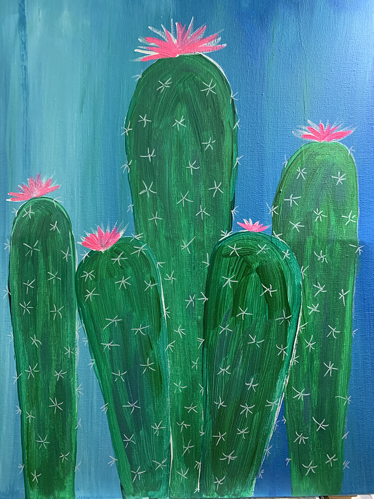 Kakteen Acryl abstrakt Malkurs